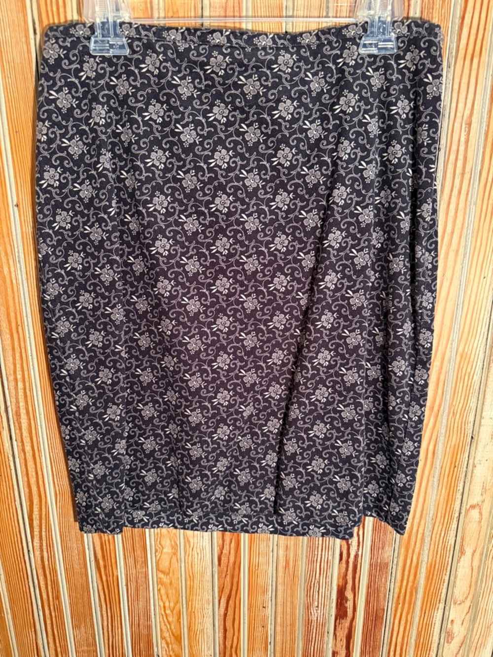 LOFT Black Floral Print Pencil Skirt